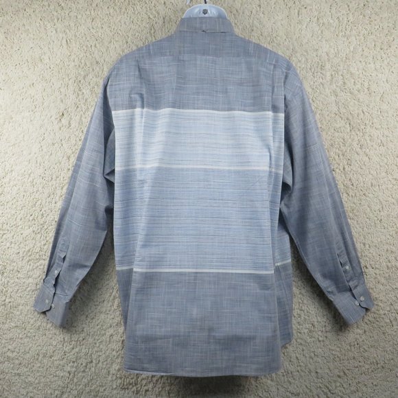 andrew david* Men's Long Sleeve Button Down Curved Hem Pocket Shirt~ Size Large - Picture 2 of 11
